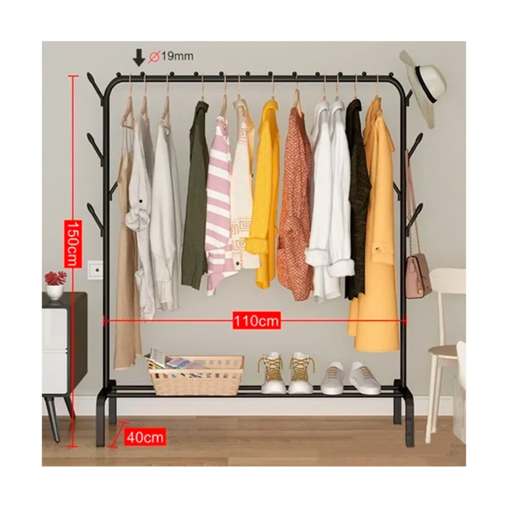 Perchero De Caño Largo Ganchos Y Estante Inferior Blanco