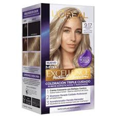 Tinta L’Oréal Excellence Matizador Nº9.17 Rubio Muy Claro Cenizo Mate | Matiz Perfecto y Cabello Sedoso Tinta L’Oréal Excellence Matizador Nº9.17 Rubio Muy Claro Cenizo Mate | Matiz Perfecto y Cabello Sedoso
