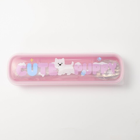 SET DE CUBIERTOS DE ACERO INOXIDABLE (2 PIEZAS – PERRITO DUODUO / ROSA) SET DE CUBIERTOS DE ACERO INOXIDABLE (2 PIEZAS – PERRITO DUODUO / ROSA)