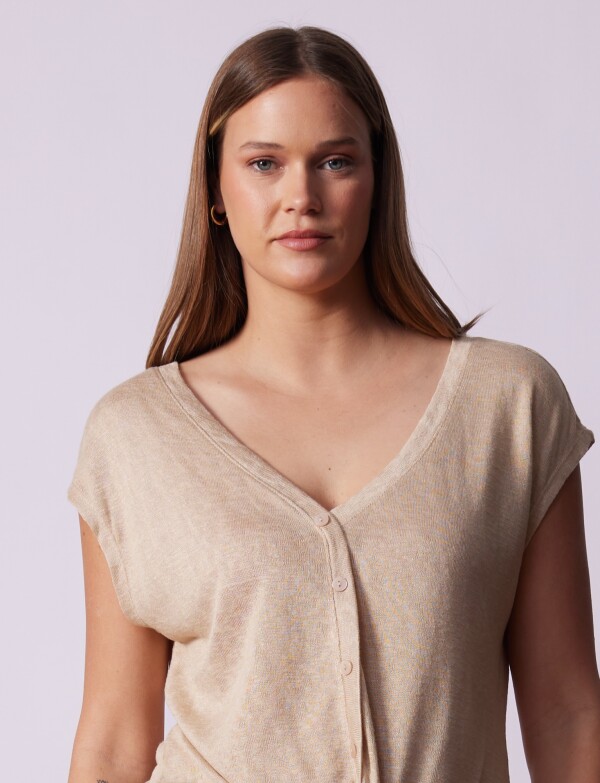 Blusa Botones Nudo BEIGE