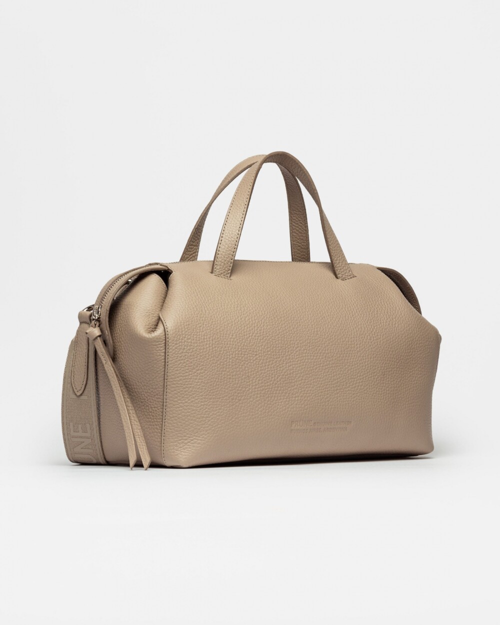 Cartera de mano Resort en cuero graneado Taupe