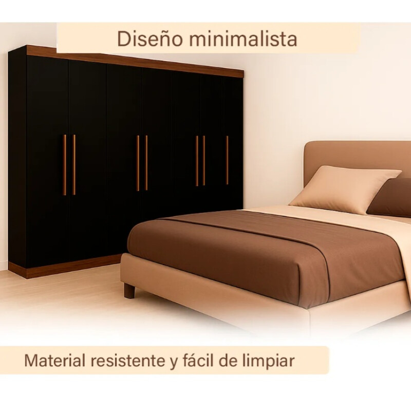 Ropero Placard 8 Puertas 10 divisiones Dormitorio Negro