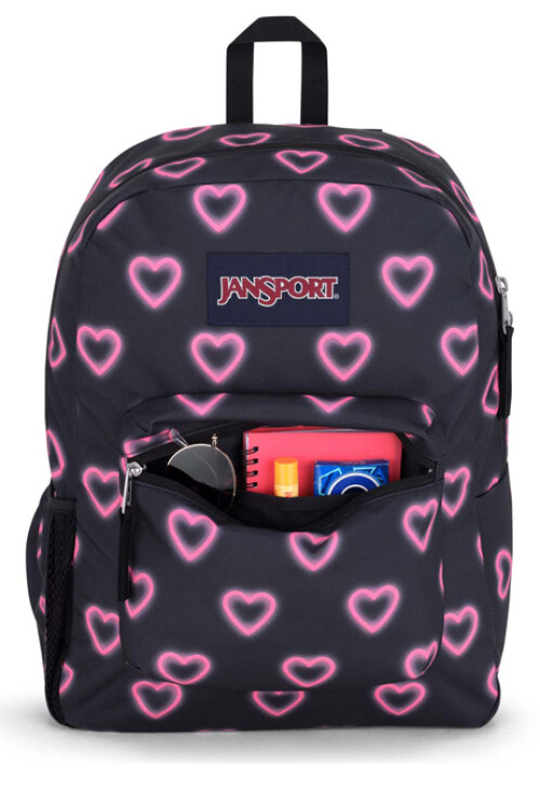 MOCHILA JANSPORT CROSS TOWN HAPPY HEARTS BLACK