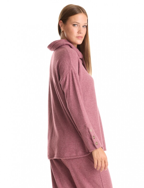 Buzo Soft Cuello Volcado ROSA OSCURO