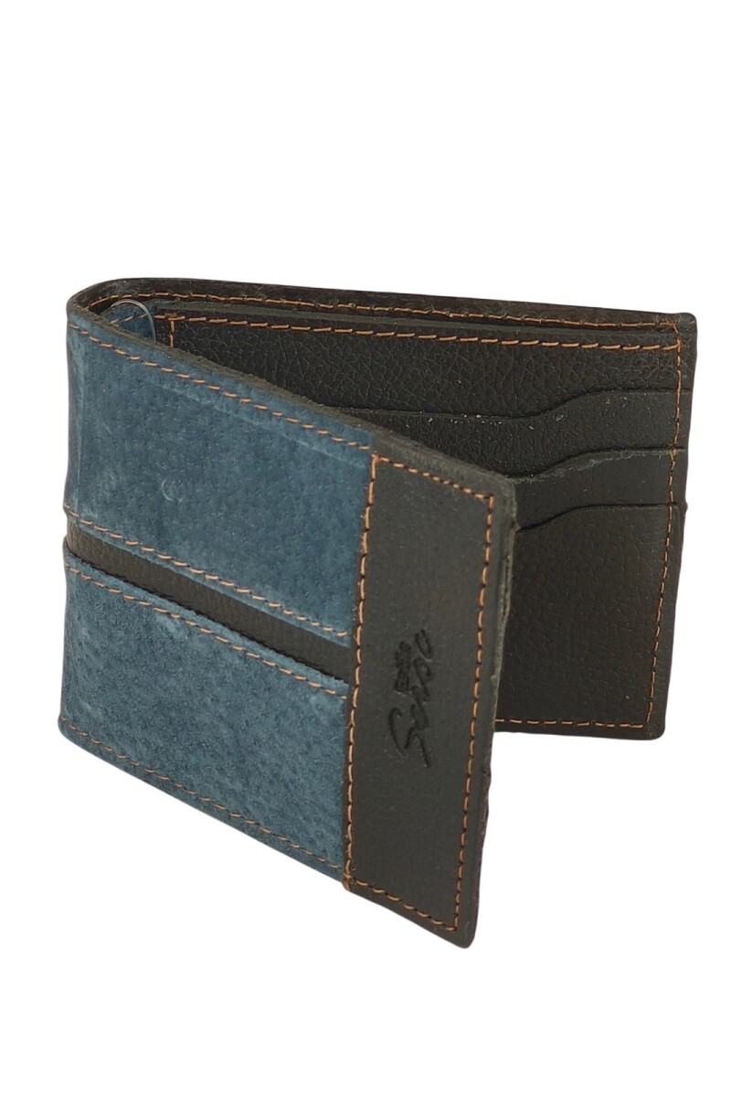 Billetera de cuero al corte Azul