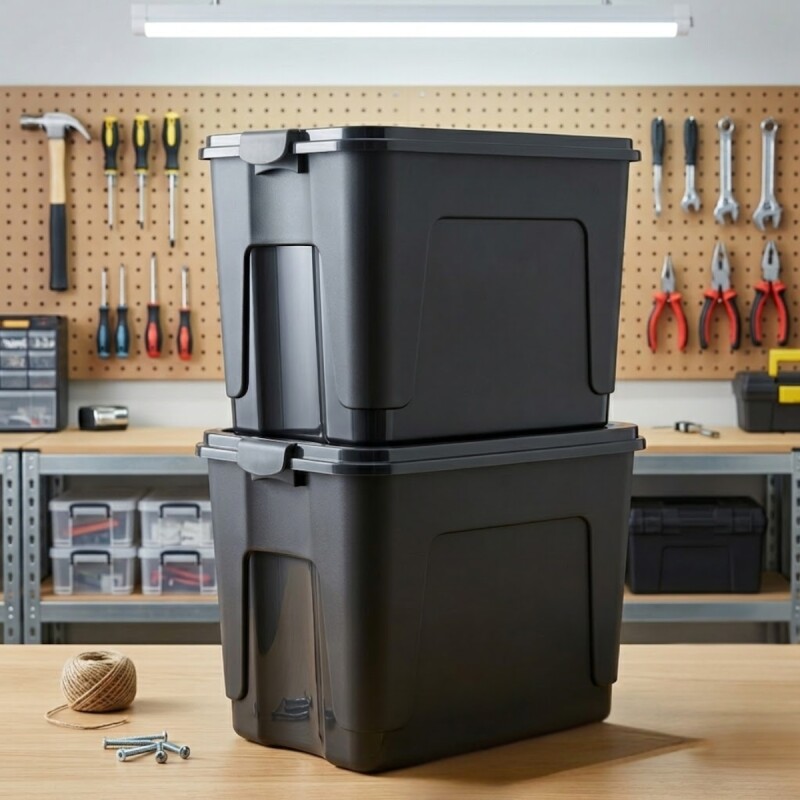 Set x2 Caja organizadora 40lt NEGRO