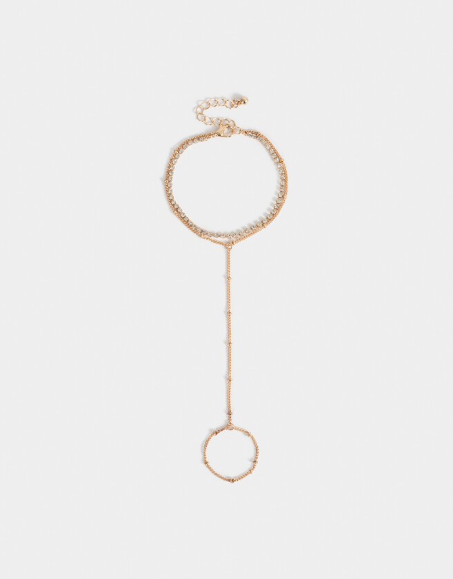 Pulseras Flexibles Pulsera Flexible Con Anillo Unido - Dorado