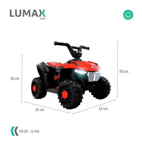 Cuatriciclo a Batería Lumax con Música y luces Rojo