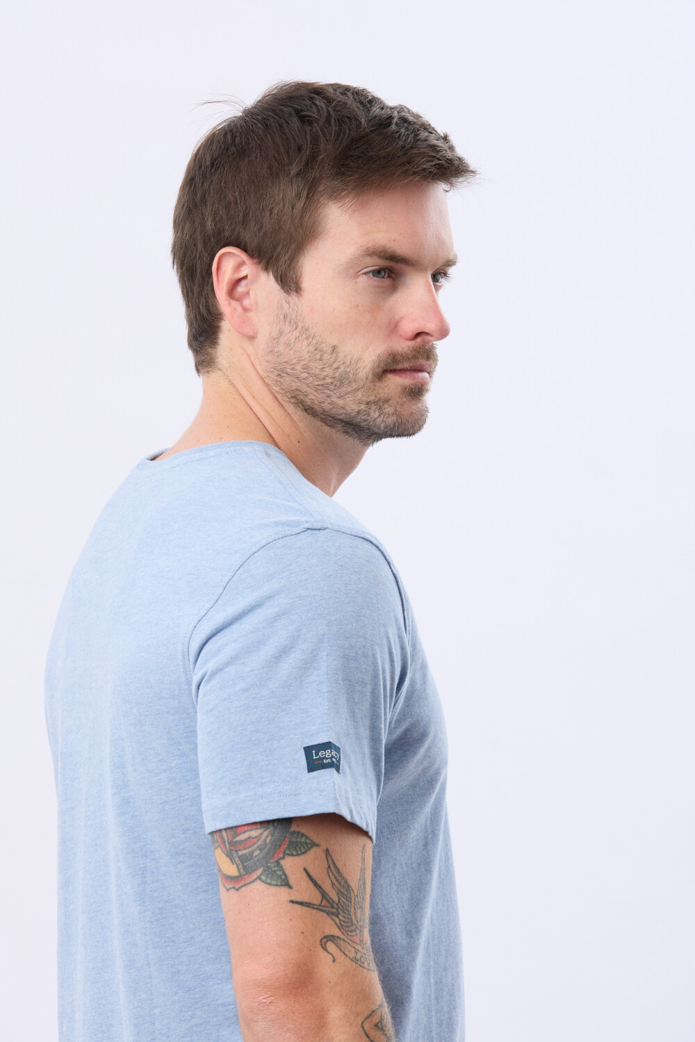 REMERA BÁSICA DE ALGODÓN Azul Melange