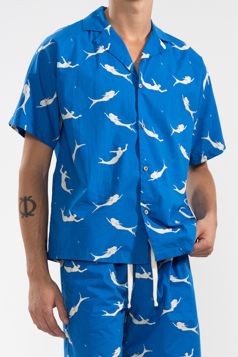 CONVERTIBLE CAMP-COLLAR SHIRT Mermaid Blue