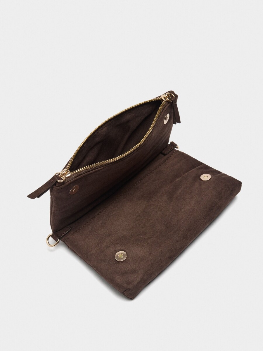 Bolso Bandolera Efecto Piel Con Solapa marron