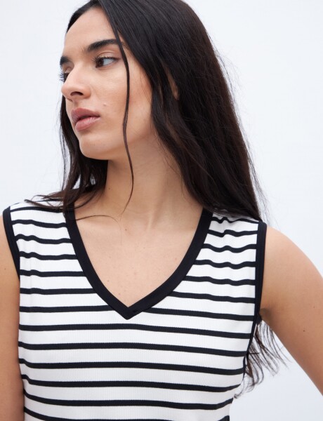 Musculosa Moira Rayas negra