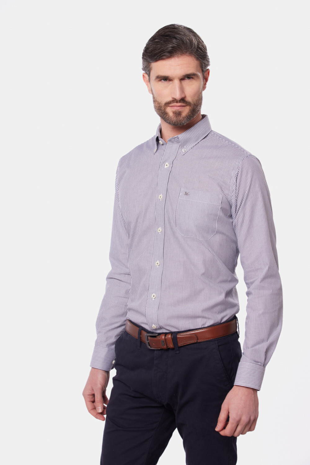 CAMISA SPORT A RAYAS Azul