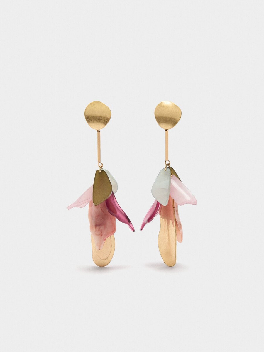 Pendientes Largos De Pétalos multicolor