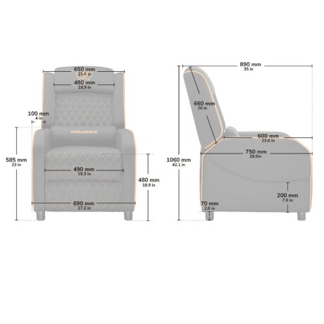Sofá Cougar Ranger One Gray 001