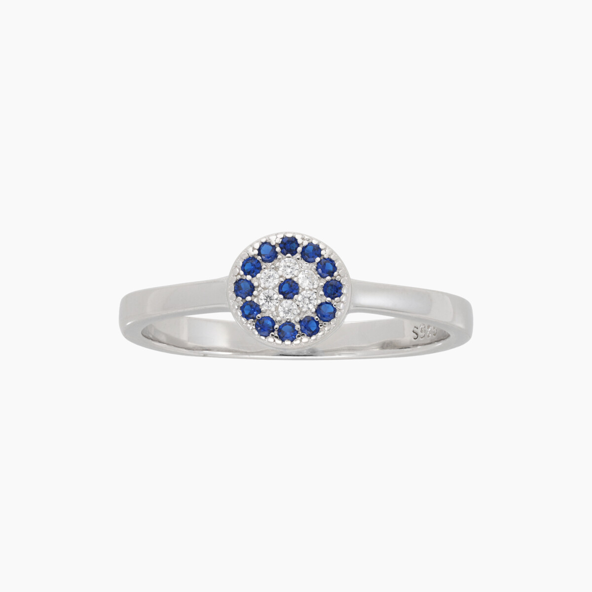 Anillo En Plata 925 Con Circonias Azules Y Blancas 