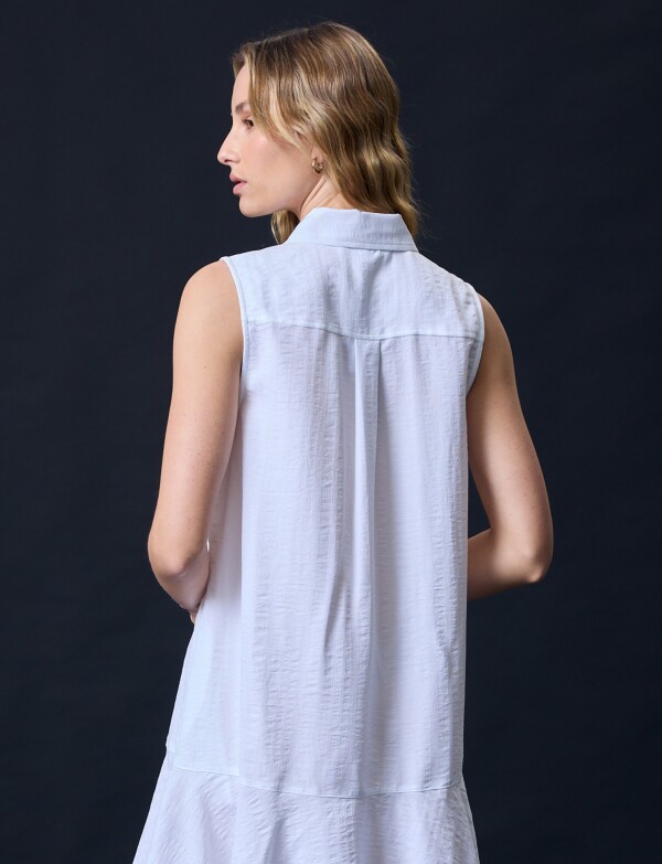 Vestido Escote Camisa BLANCO