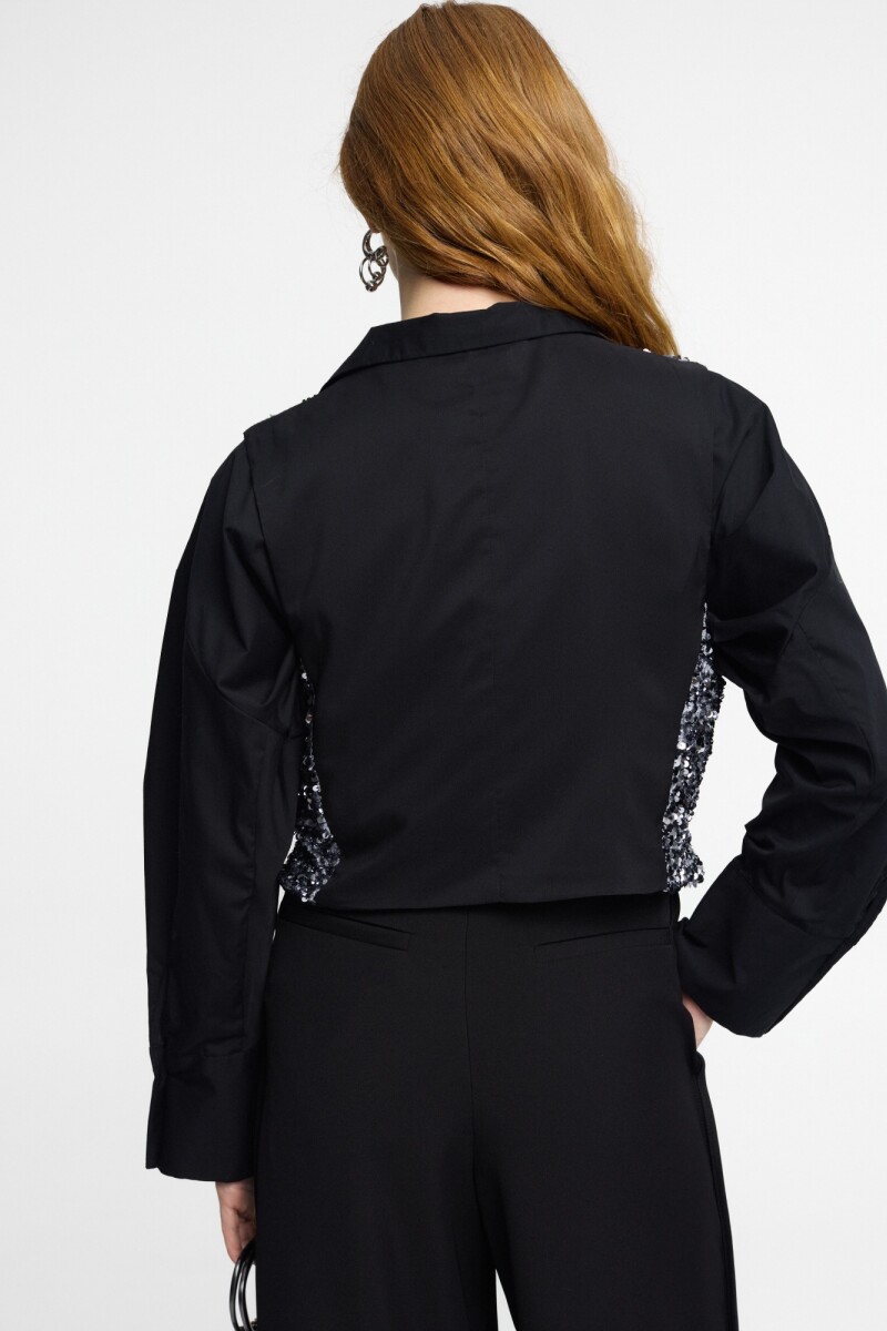 VEST DE LENTEJUELAS CON BOTON Plata