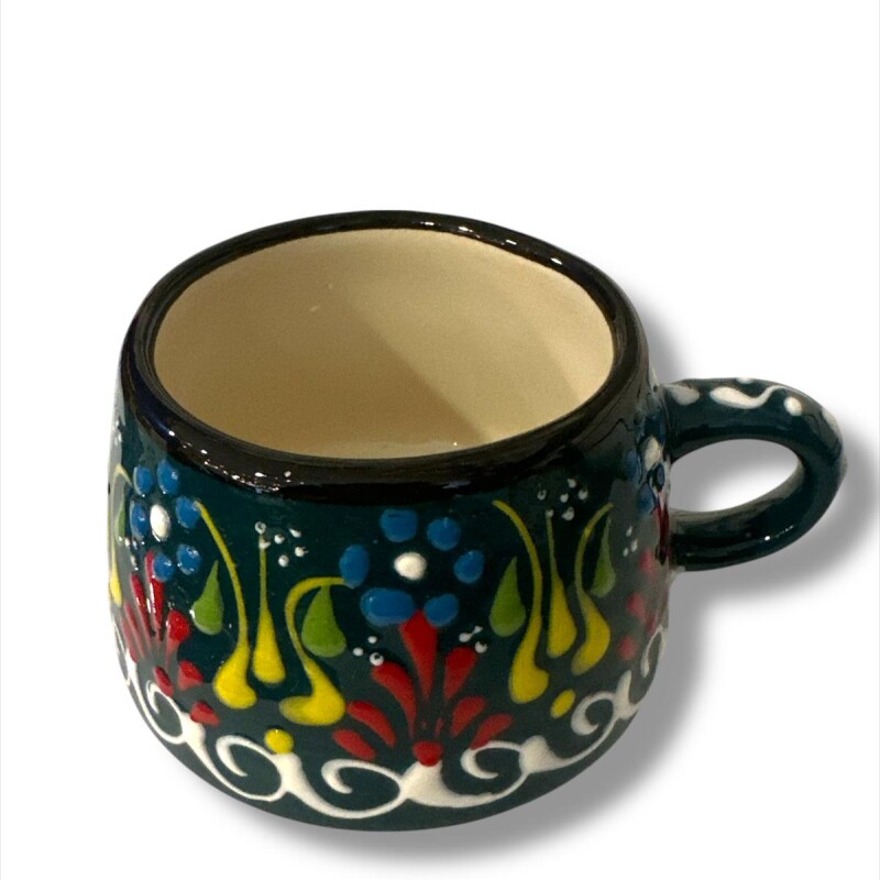 Taza de té de cerámica artesanal Verde oscuro