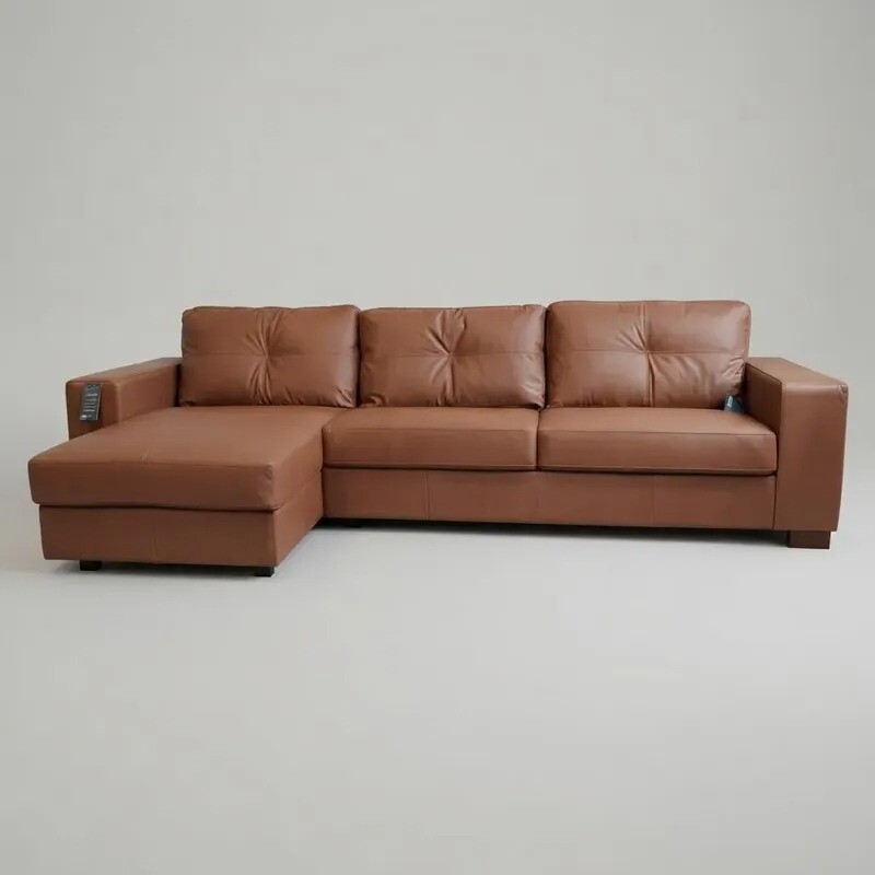 Sofá Domini 3 Cuerpos con Chaise derecho - Tapizado en cuero vacuno Sofá Domini 3 Cuerpos con Chaise derecho - Tapizado en cuero vacuno