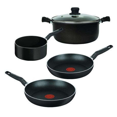 Batería de cocina Tefal 5 piezas antiadherentes | Color negro. Batería de cocina Tefal 5 piezas antiadherentes | Color negro.