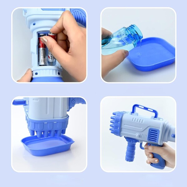 Bazooka Pistola De Burbujas Tik Tok Burbujero Pilas Infantil Variante Color Celeste
