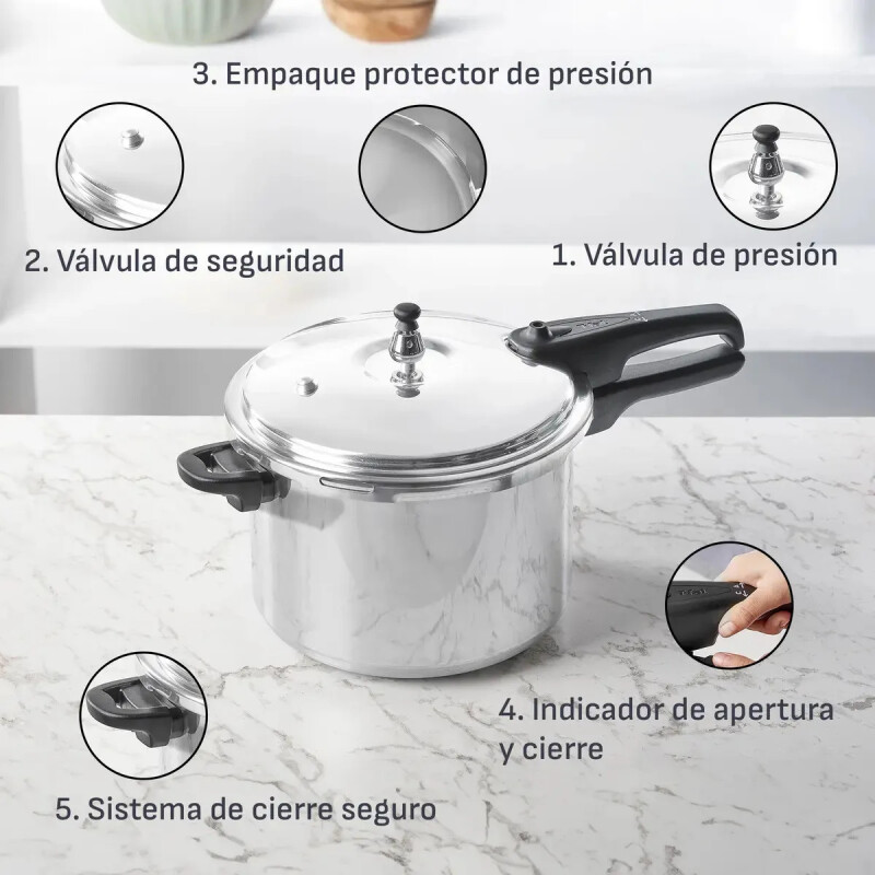 Olla express presión Tefal 8L aluminio 5 sistemas seguridad c/tapa Olla express presión Tefal 8L aluminio 5 sistemas seguridad c/tapa