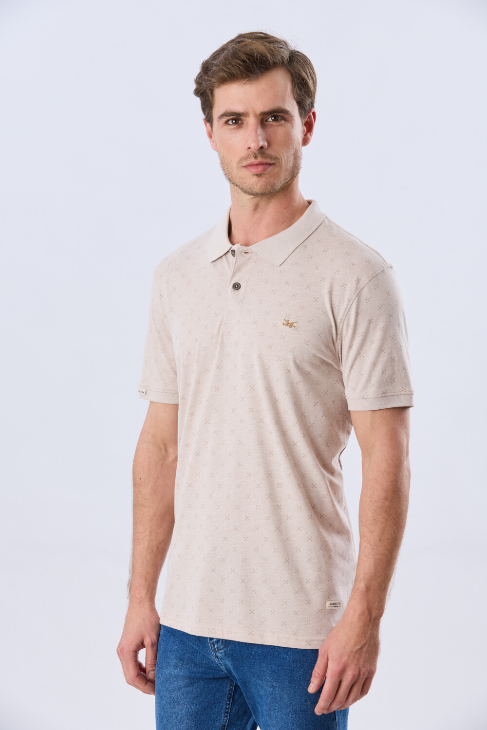 REMERA POLO ESTAMPADA JERSEY Beige