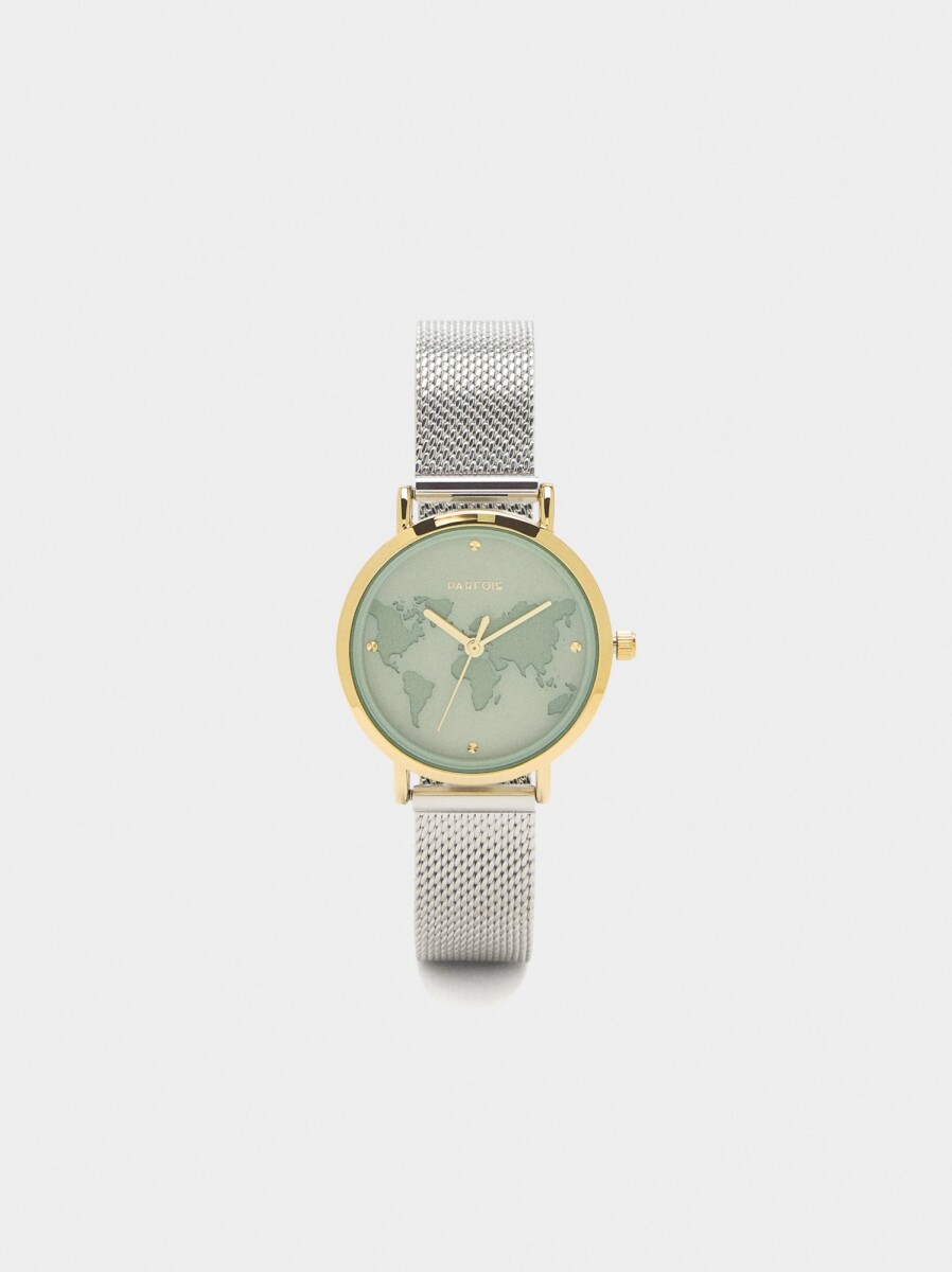 Reloj Con Esfera Mapamundi - bicolor 