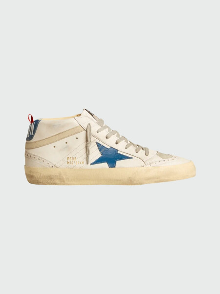 Golden Goose-Botines de cuero acordonados, Mid Star Blanco