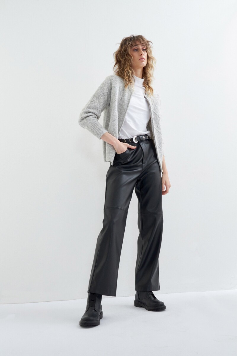 Chaqueta tejida con estructuras gris melange claro