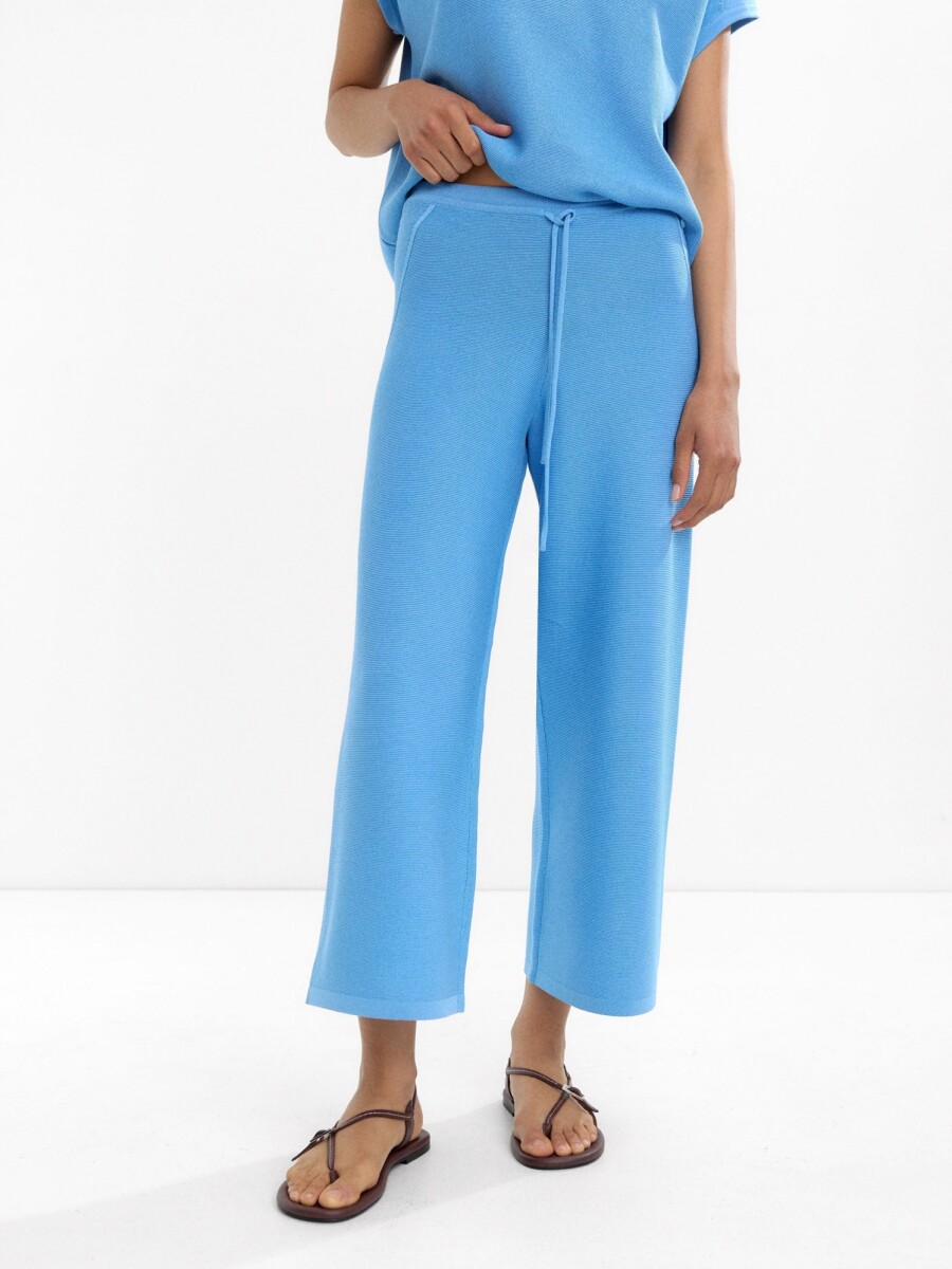 Pantalón De Punto Con Cordón Ajustable azul