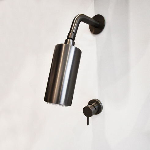 Griferia Ducha Spot Acero Gun Metal Incluye Brazo Y Volante 000