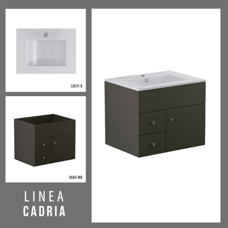 MUEBLE DE COLGAR CON BACHA LINEA CADRIA GAMAS DE MARRON
