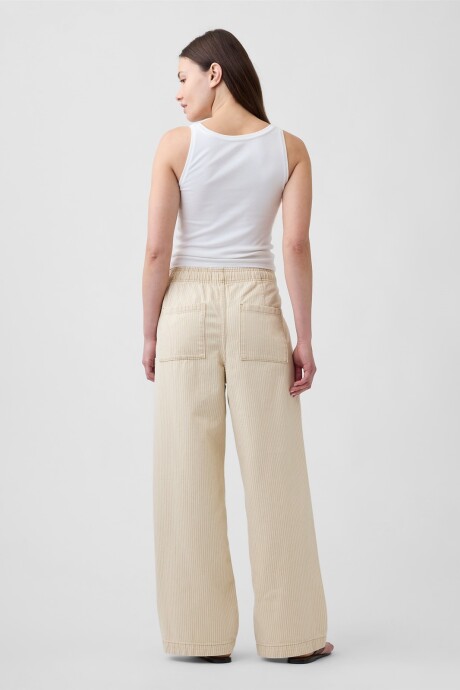 Jean Pull On Wide Leg Mujer Neutral Stripe
