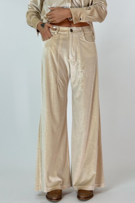 PANTALON JACINTO VELVET CON BRILLO CRUDO