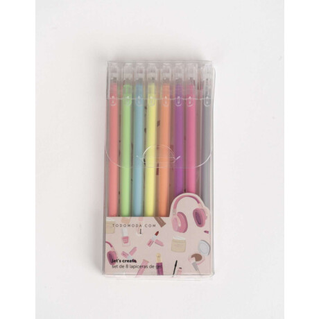 Set De Lapiceras Con Glitter Combinacion Multicolor