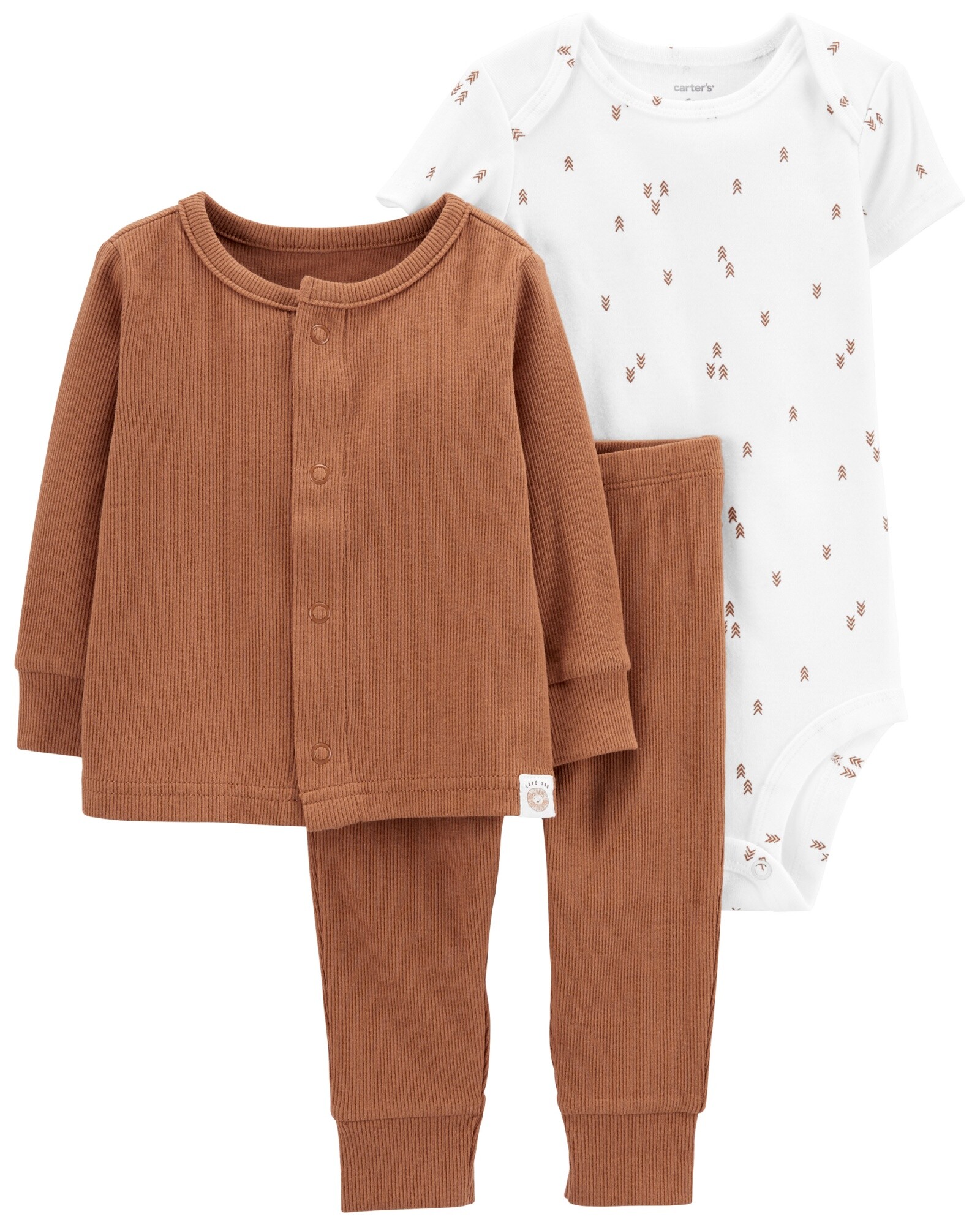 Set tres piezas pantalón, saco de punto y body de algodón 0