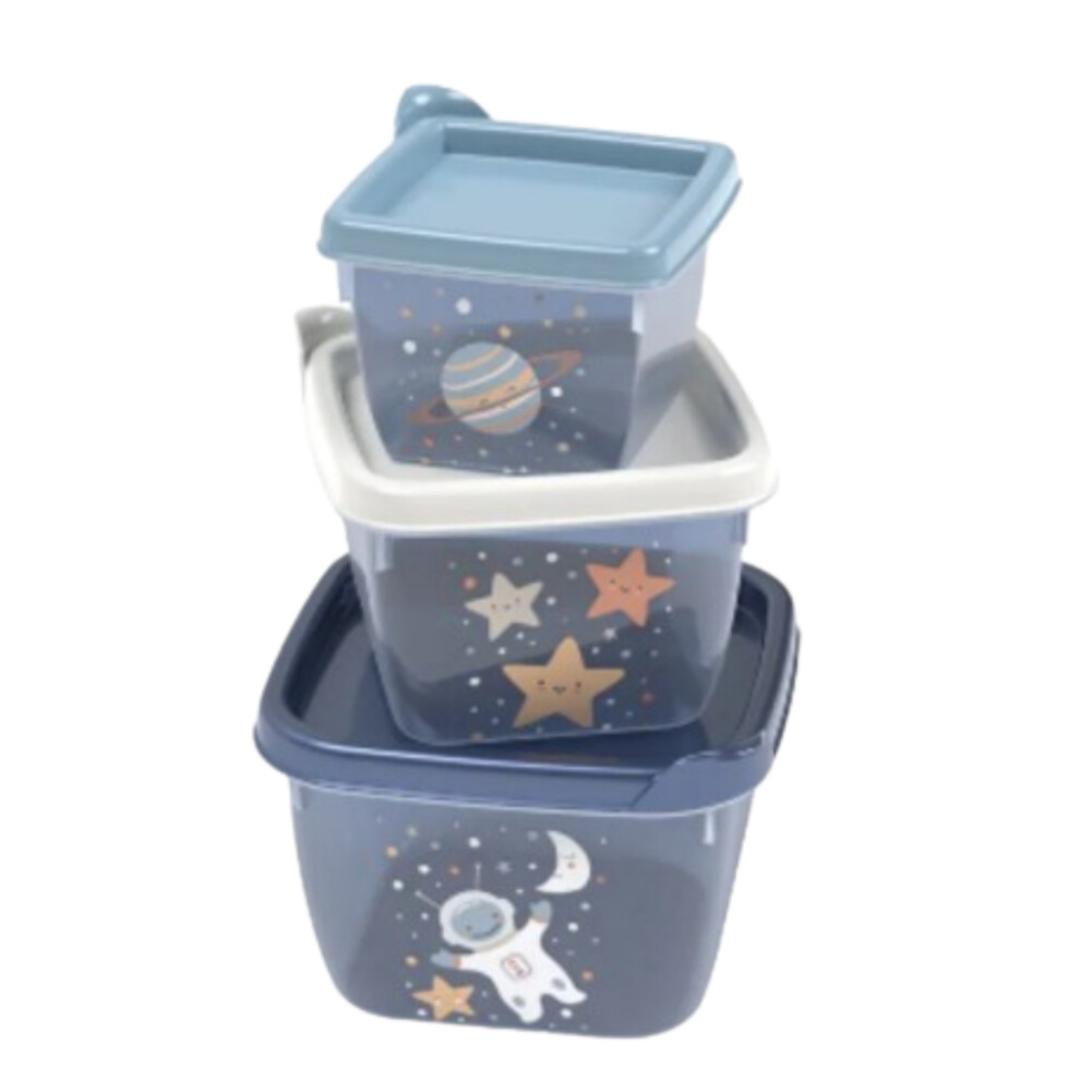 Set x3 tupper diseños cohete espacio