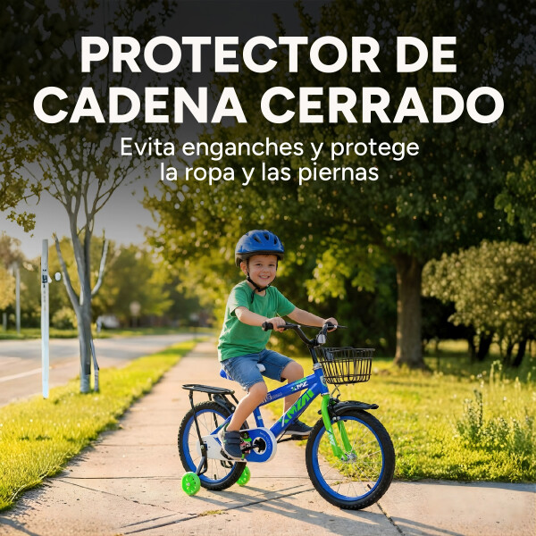 Bicicleta Infantil XMZ Rodado16 Canasto Parrilla Guardabarro Azul 1