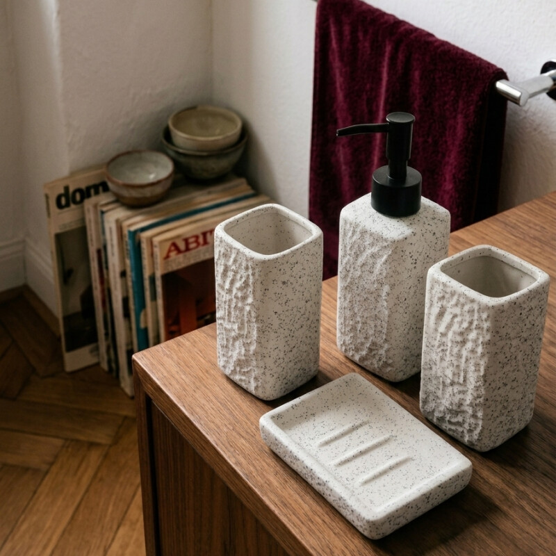 Set accesorios para baño Caliza cerámica Set accesorios para baño Caliza cerámica