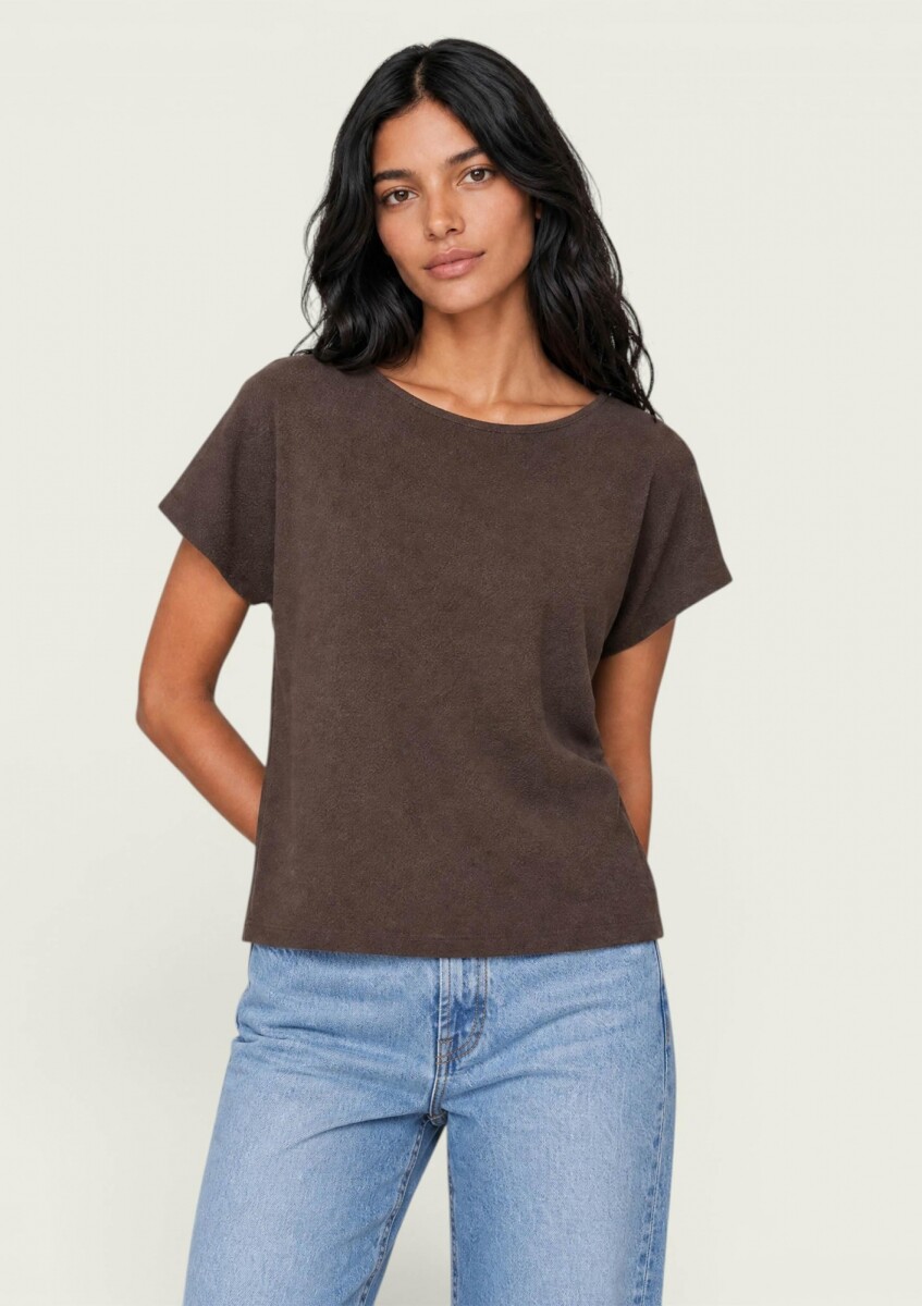 BLUSA LIGERA DE MANGA CORTA - MARRÓN 