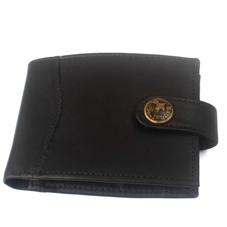 billetera 100% cuero negra lisa con pasador