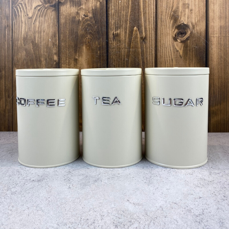 Set de 3 Recipientes AZU/TÉ/CAFÉ con asa 11x16cm BEIGE