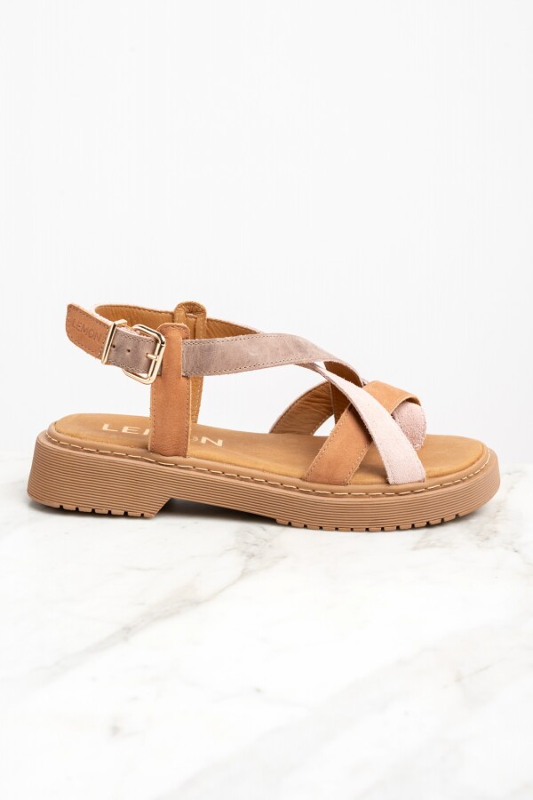Sandalia Cuero Combinada Mocha