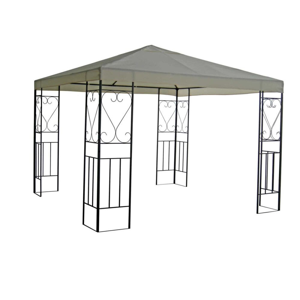 GAZEBO ACERO-Y-POLIESTER NATURAL-BEIGE DUBLO