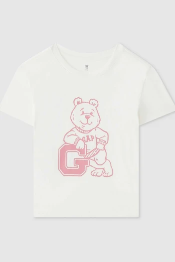 Remera Logo Gap Manga Corta Niña New Off White