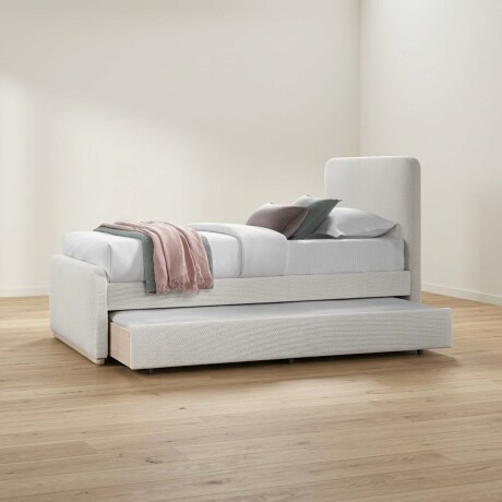 CAMA KIDS 1 PLAZA MADERA-Y-TELA NATURAL-BEIGE CALÉNDULA