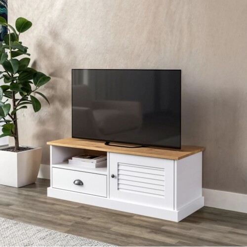 Rack de TV 1 Puerta 1 Cajón - Línea Valenciana - Blanco Rack de TV 1 Puerta 1 Cajón - Línea Valenciana - Blanco