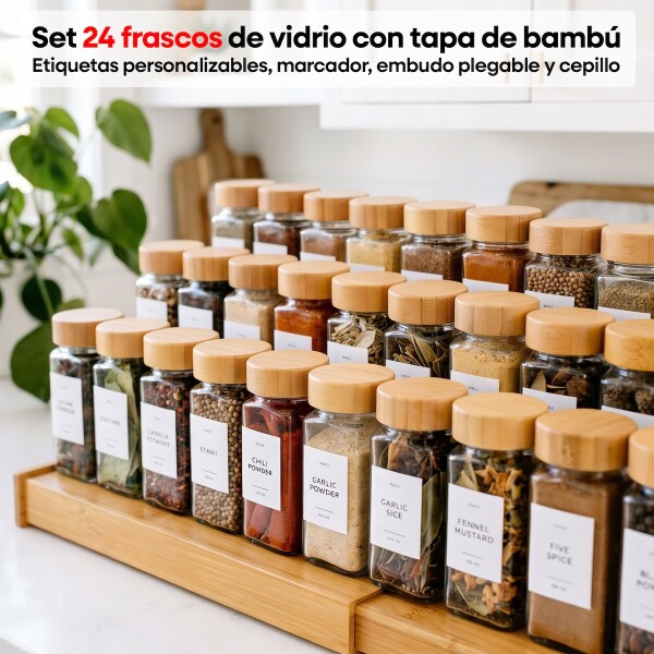 Set De 24 Especiero Frascos De Vidrio Condimentos recipiente organizador Cocina IMBACK Set De 24 Especiero Frascos De Vidrio Condimentos recipiente organizador Cocina IMBACK